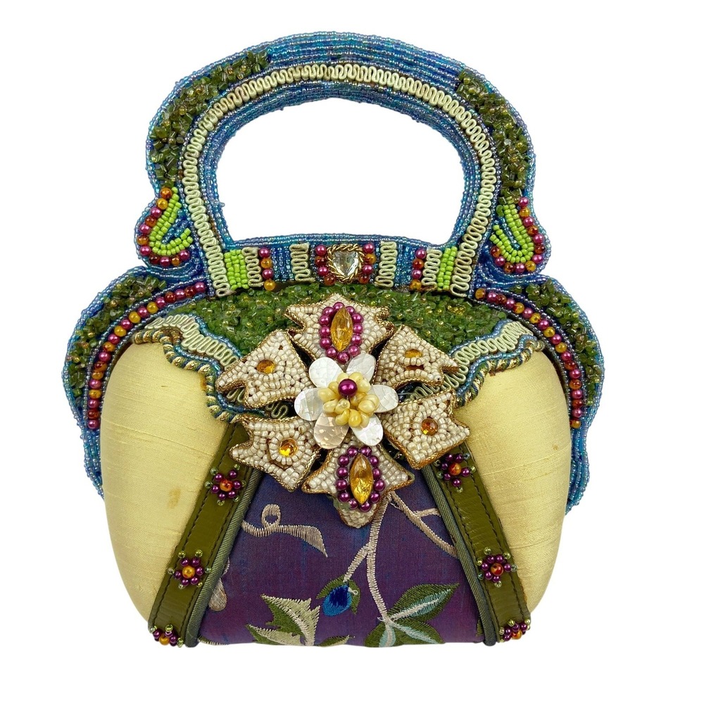 Mary‎ Frances Beaded Silk Handbag Floral Embroidery Multi-Color Evening Bag